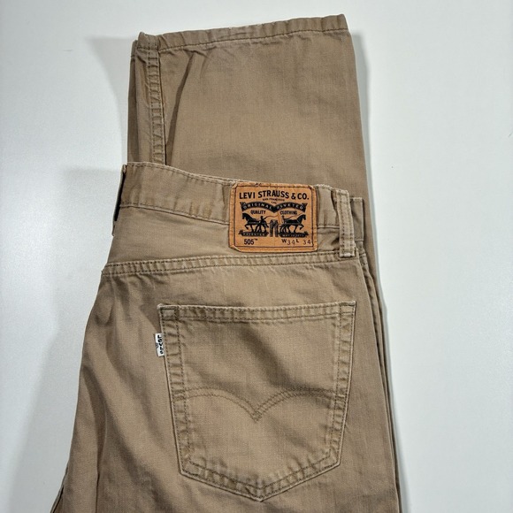 Levi's Other - Levi's 505 Jeans 35x33 Beige Khaki Denim Cowboy USA White Tab (Tag 34x34)